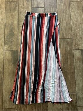 Charlotte Russe Red, Black & Pink Striped Maxi Skirt
